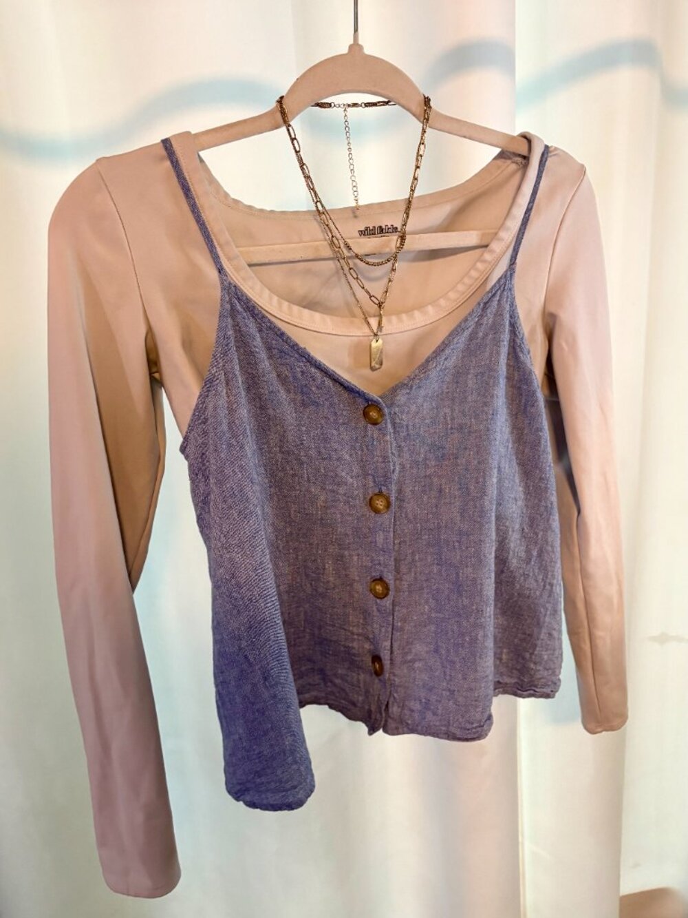 Denim Button String Top